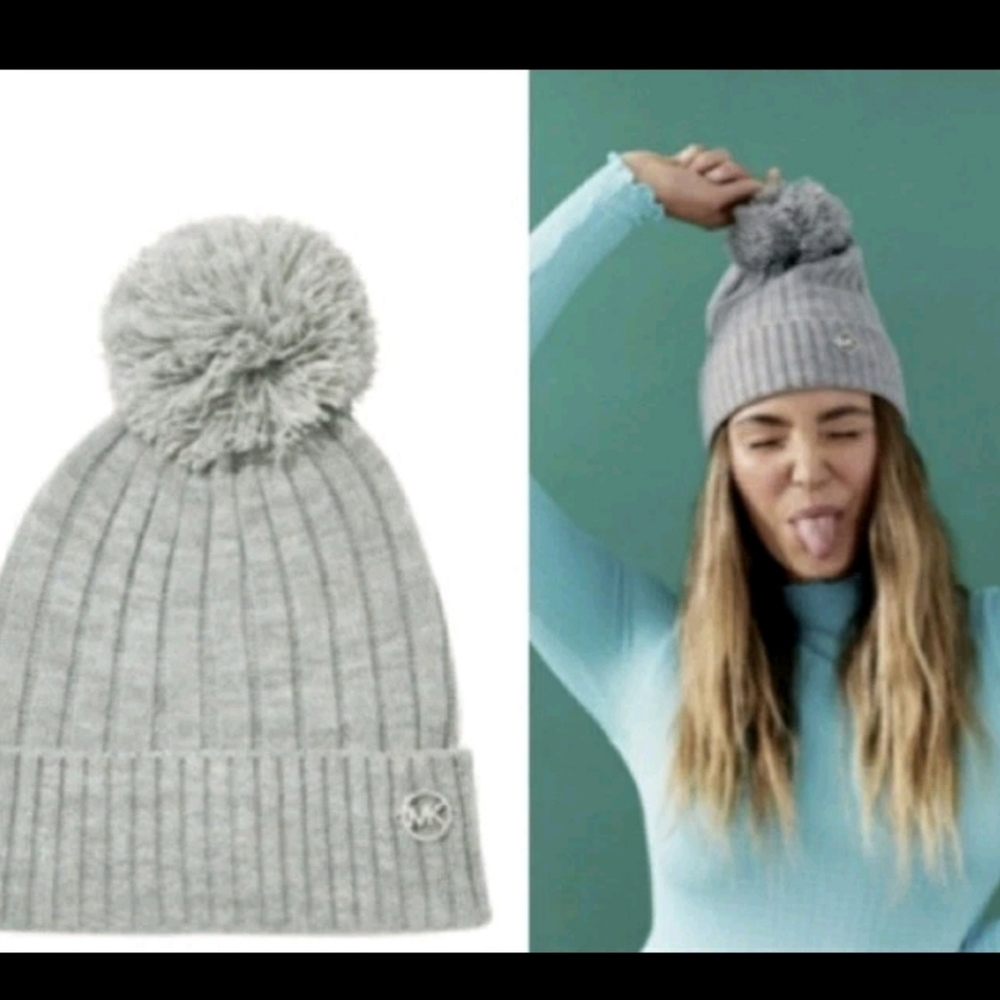 Michael kors Gray beanie with pom pom new
